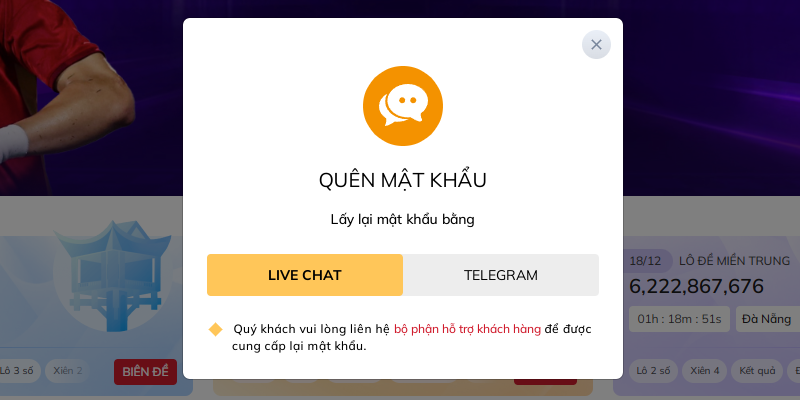 Lấy lại mật khẩu Lode88 qua livechat với 5 bước